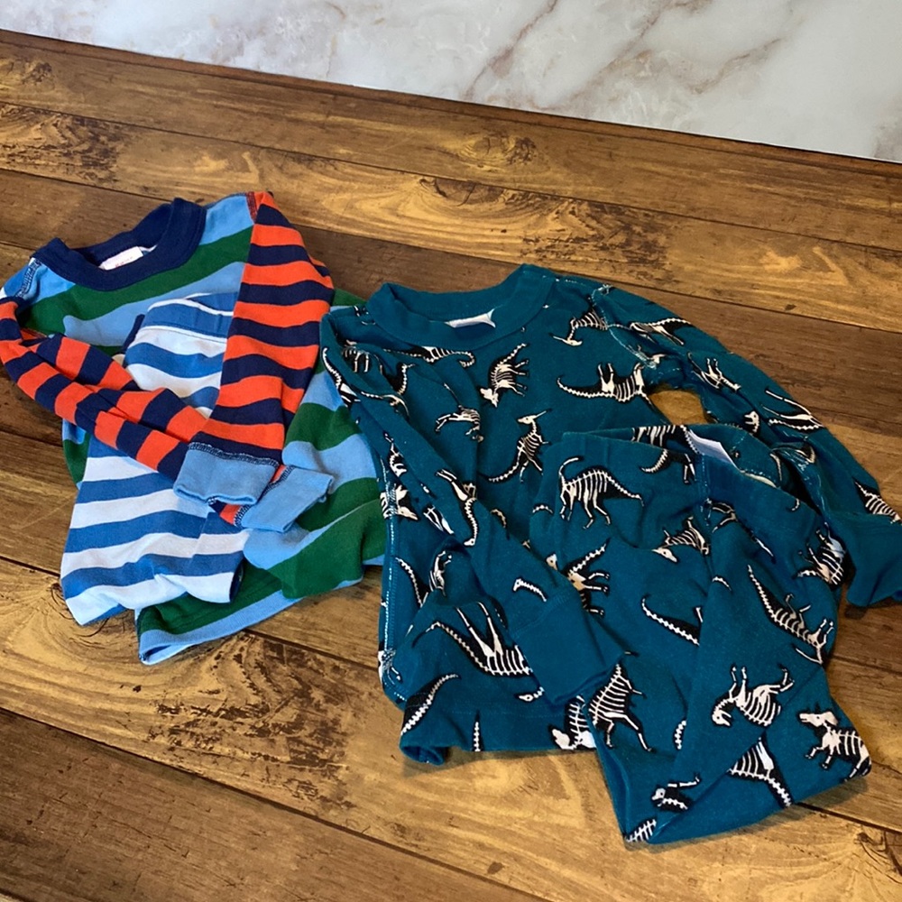 Hanna Andersson 3T Pajamas PJs long sleeve pants lot - 90 cm dinosaurs stripes